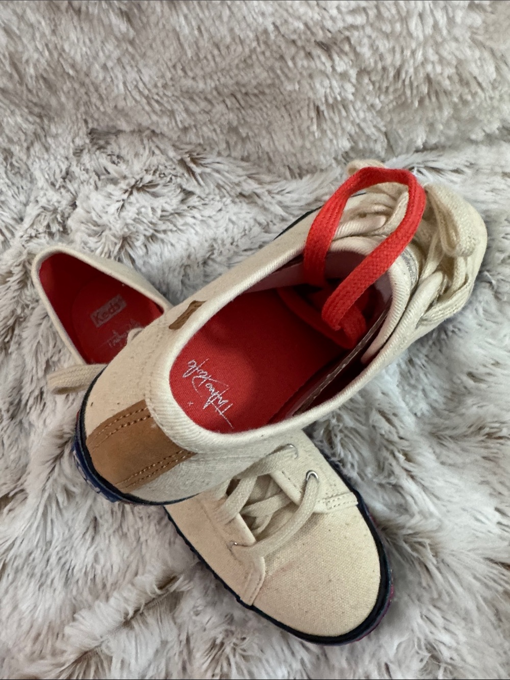 Keds Natural Canvas Sneakers with Multicolor Tribal Trim and additional lacesNWT - Picture 4 of 6